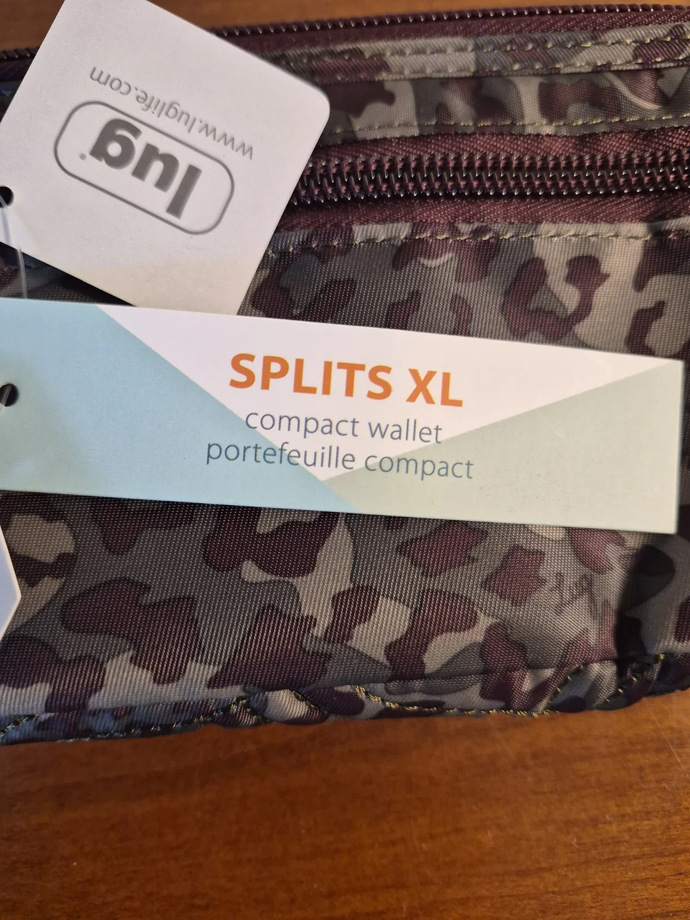 NWT Lug Splits XL Compact RFID Wallet - Burgundy Leopard Print
